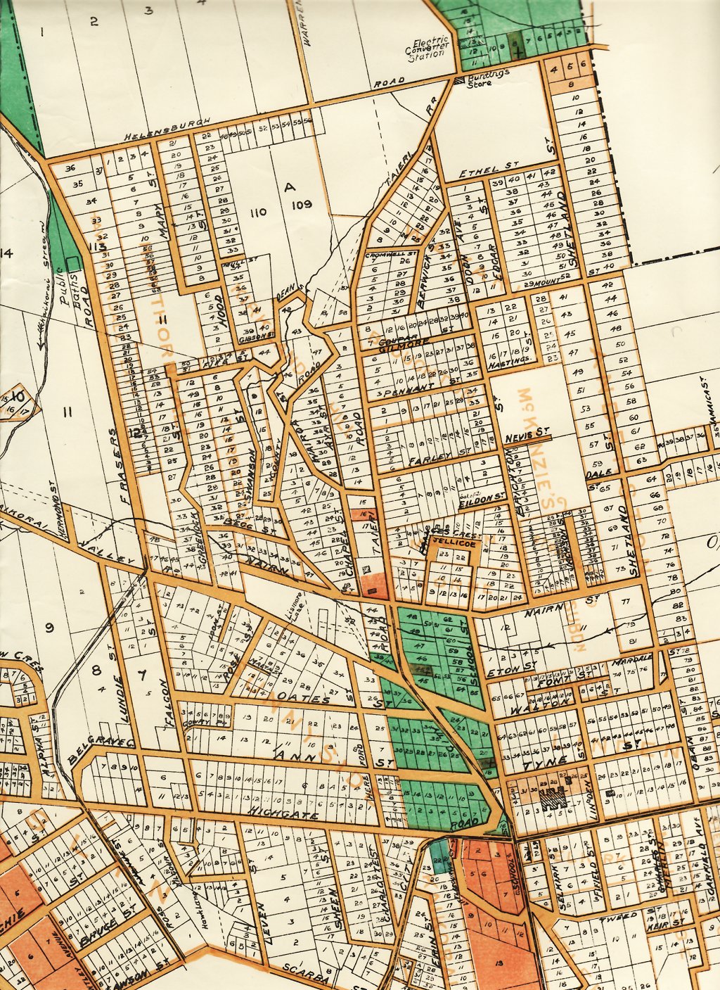 1913 Kaikorai map