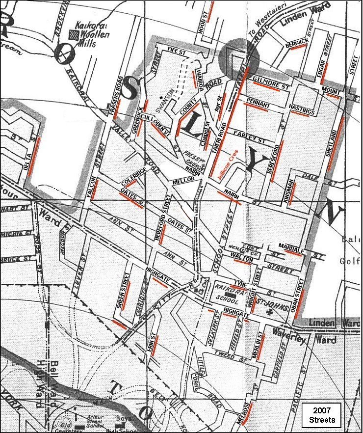1902 Kaikorai map with 2007 names