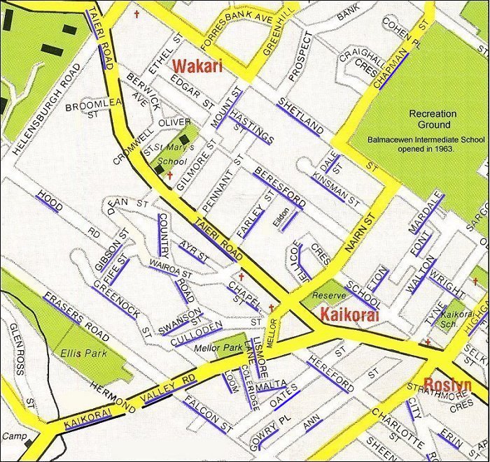1956 Kaikorai map